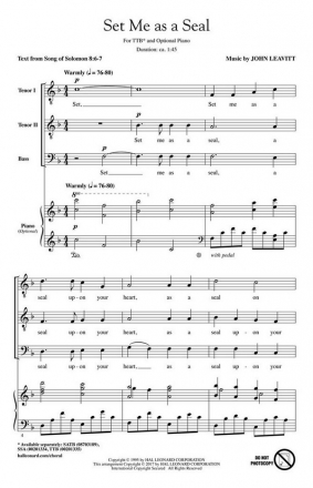 John Leavitt, Set Me as a Seal TTB Opt. a Cappella Chorpartitur