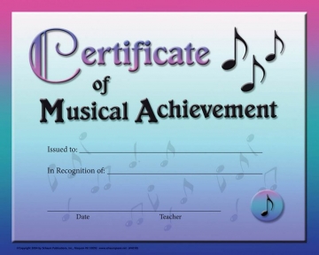 Certificate of Musical Achievement  Zeugnis