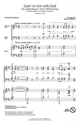 Goin' to Live with God SATB and String Bass Chorpartitur