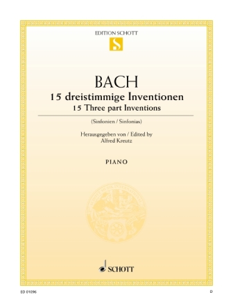 15 dreistimmige Inventionen BWV 787-801 f�r Klavier