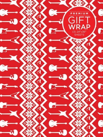 Wrapping Paper - Red & White Holiday Guitar Theme  Geschenkpapier