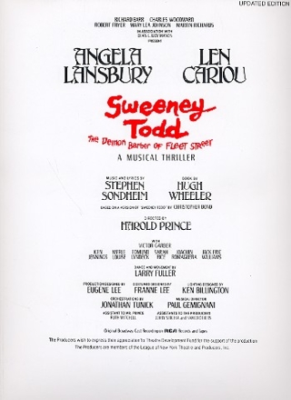 Sweeney Todd The demon Barber of Fleet Street A musical Thriller vocal score