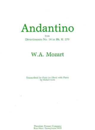 Wolfgang Mozart Andantino Flte, Oboe und Klavier Stimmensatz