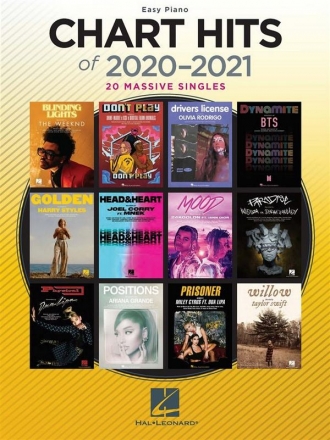 Chart Hits of 2020-2021 for easy piano (melody line/lyrics/chords)