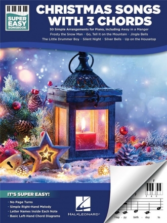 Christmas Songs with 3 Chords -Super Easy Songbook Piano Book