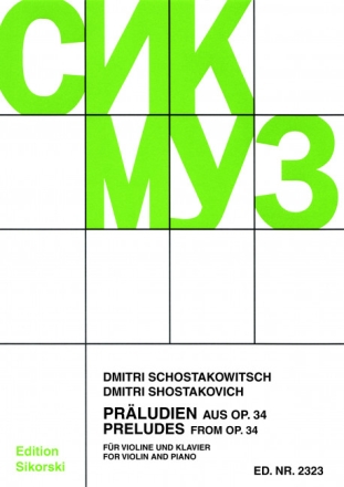 19 Pr�ludien aus op.34 f�r VIOLINE UND KLAVIER