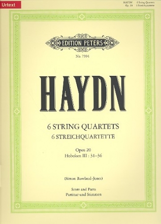 6 Streichquartette op.20 Hob.III:31-36 fr Streichquartett Partitur und Stimmen