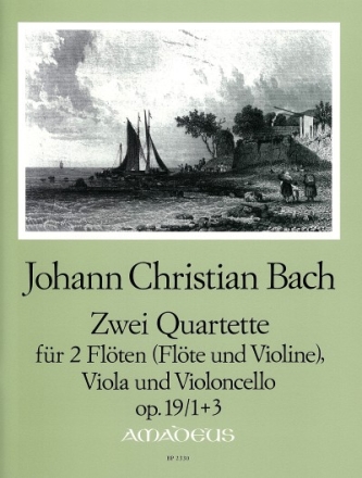 2 Quartette op.19,1 und op.19,3 f�r 2 Fl�ten (FL+VL), Viola und Violoncello Partitur und Stimmen
