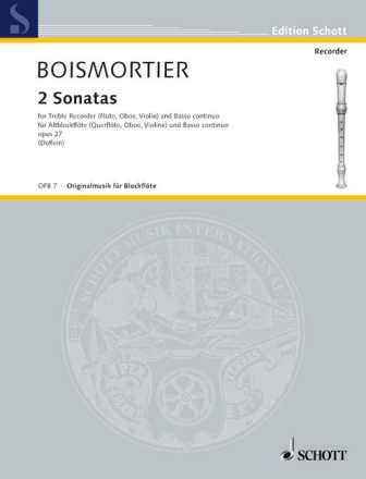 2 Sonatas f�r Alt-Blockfl�te (Oboe, Violine, Fl�te) und Basso continuo Partitur und Stimmen