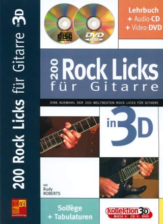 200 Rock Licks in 3D (+CD +DVD): f�r Gitarre  (dt) Tabulaturen