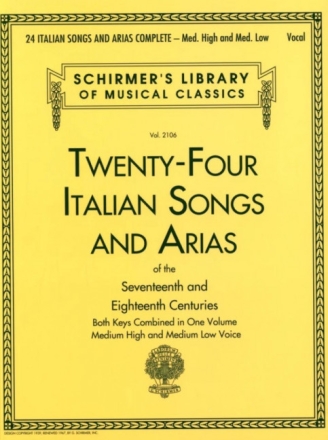 24 italian Songs and Arias for medium high and medium low voice and piano