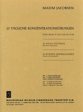 25 t�gliche Konzentrations�bungen f�r den Violinisten Band 1 Technik der linken Hand