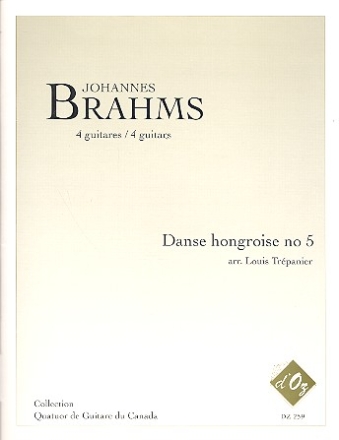 Danse hongroise no.5 pour 4 guitares partition et parties