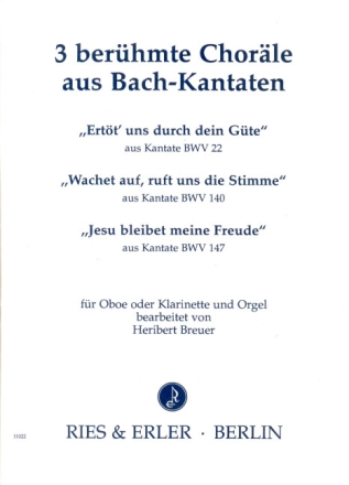 3 Chor�le aus Bach-Kantaten f�r Oboe (Klarinette) und Orgel