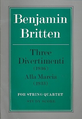 3 Divertimenti (1936) and  Alla Marcia (1933) for string quartet study score