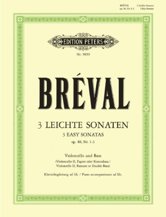 3 leichte Sonaten op.40,1-3 f�r Violoncello und Kontraba� und Klavier ad lib