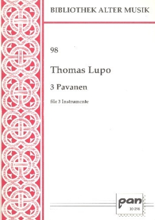 3 Pavanen f�r 3 Instrumente 3 Partituren