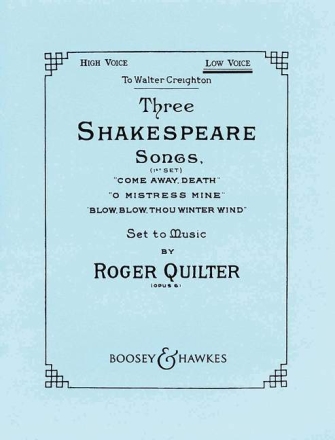 3 Shakespeare Songs op.6 for high voice and piano