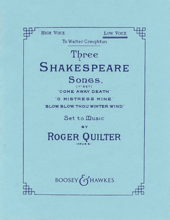 3 Shakespeare Songs op. 6 f�r tiefe Singstimme und Klavier