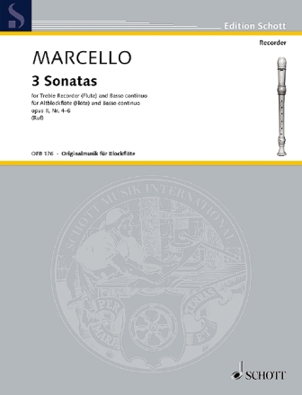 3 Sonatas op. 2 Band 2 f�r Alt-Blockfl�te (Fl�te) und Basso continuo