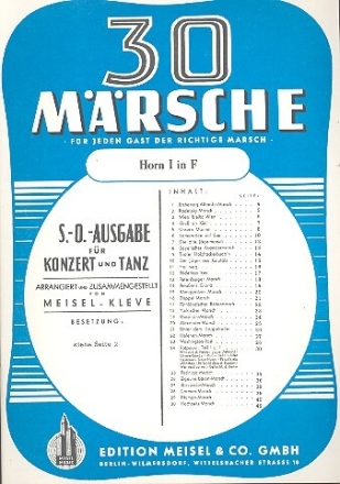 30 M�rsche f�r Blasorchester horn 1