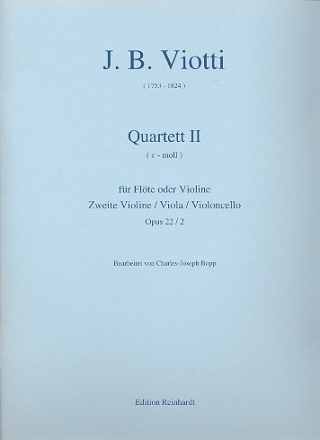 Quartett c-Moll op.22,2  fr Flte (Vl) und Streichtrio Partitur und Stimmen