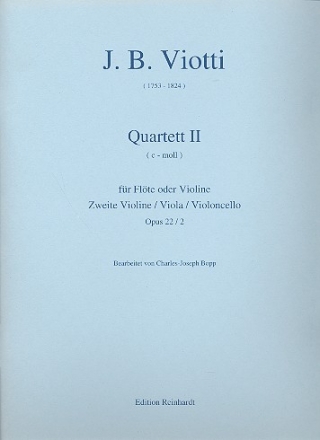 Quartett c-Moll op.22,2  fr Flte (Vl) und Streichtrio Partitur und Stimmen