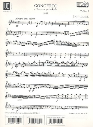 Concerto a tromba principale E-Dur fr Trompete und Orchester Violine 1