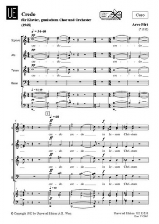 Credo fr Chor SATB, Klavier und Orchester Chorpartitur