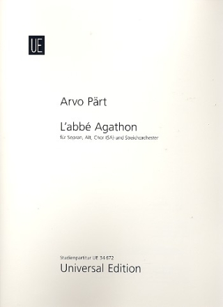 L'Abb Agathon fr Sopran, Alt, Frauenchor und Streichorchester Studienpartitur (frz/en)