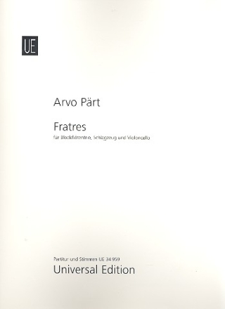 Frates  fr 3 Blockflten, Violoncello und Schlagzeug Partitur und Stimmen