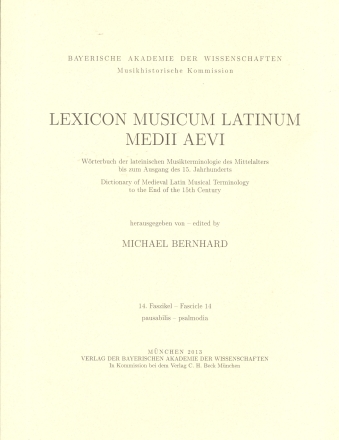 Lexicon musicum latinum medii aevi Faszikel 14 pausabilis - psalmodia