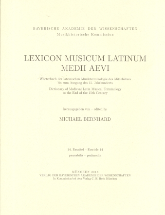 Lexicon musicum latinum medii aevi Faszikel 14 pausabilis - psalmodia