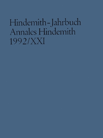 Hindemith-Jahrbuch Band XXI Annales Hindemith 1992