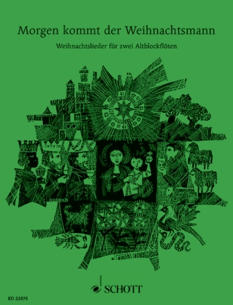 Morgen kommt der Weihnachtsmann fr 2 Altblockflten (Gesang/Gitarre ad lib)