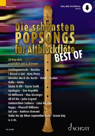 Megastarke Popsongs - Best of (+Online-Audio) fr 1-2 Altblockflten Spielpartitur