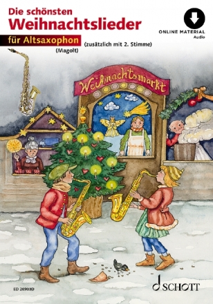 Die schnsten Weihnachtslieder (+Online Audio) fr 1-2 Altsaxophone (mit Text)