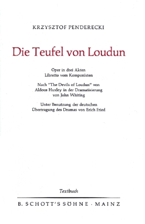 Die Teufel von Loudun Oper in 3 Akten Textbuch/Libretto
