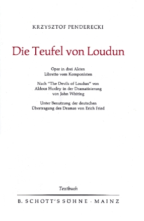 Die Teufel von Loudun Oper in 3 Akten Textbuch/Libretto