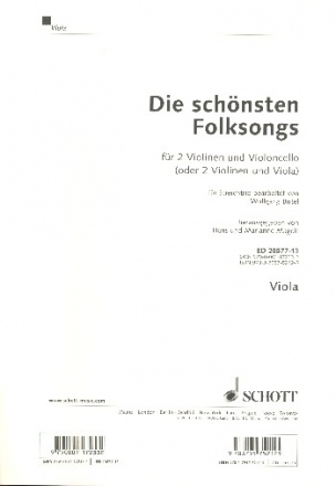 Die schnsten Folksongs fr 1-2 Violinen und Violoncello (Viola) Viola