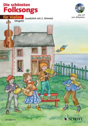 Die schnsten Folksongs (+CD) fr 1-2 Violinen Spielpartitur