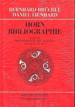 Horn-Bibliographie Band 3 Ergnzungen zu den Ausgaben von 1970 und 1975 gbunden