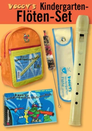 Voggy's Kindergarten-Flten-Set Rucksack mit 5-Loch Holzflte, Stofftasche, Wischer Fltenschule