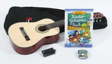 Voggy's Kindergitarren-Set 3/4 Akustik-Gitarre (3/4 Gre), Tasche, Schule, Plektrum, Stimmgert