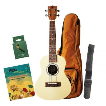 BUC50 Concert Ukulele Pack - English Language  Set (Ukulele, Farbige Box, Tasche, Tuner, Gurt, Buch)