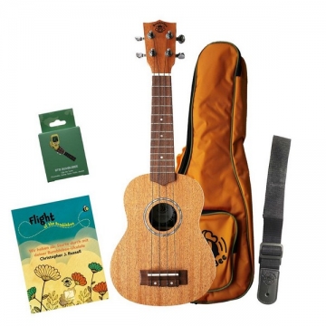 Soprano Ukulele Pack - German Language  Set (Ukulele, Farbige Box, Tasche, Tuner, Gurt, Buch)