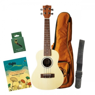 BUC50 Concert Ukulele Pack - German Language  Set (Ukulele, Farbige Box, Tasche, Tuner, Gurt, Buch)