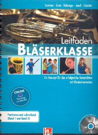Leitfaden Blserklasse Band 1 und 2 (+Media-APP) fr Blasorchester (Blserklasse) Partitur/Lehrerband (+ Lsungsheft)