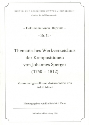 Thematisches Werkverzeichnis  der Kompositionen von Johannes Sperger (1750-1812)