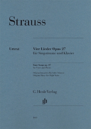 4 Lieder op.27 f�r Gesang (hoch) und Klavier Urtext-Ausgabe